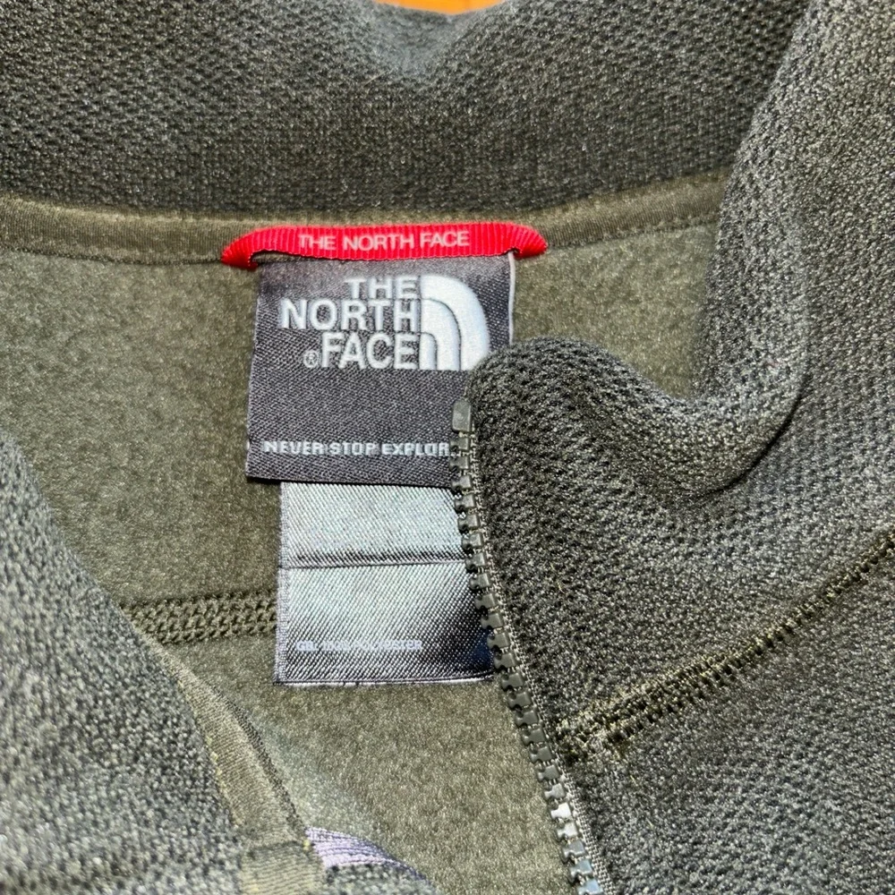 The north face men’s large hunter green and gray fleece jacket full zip‎